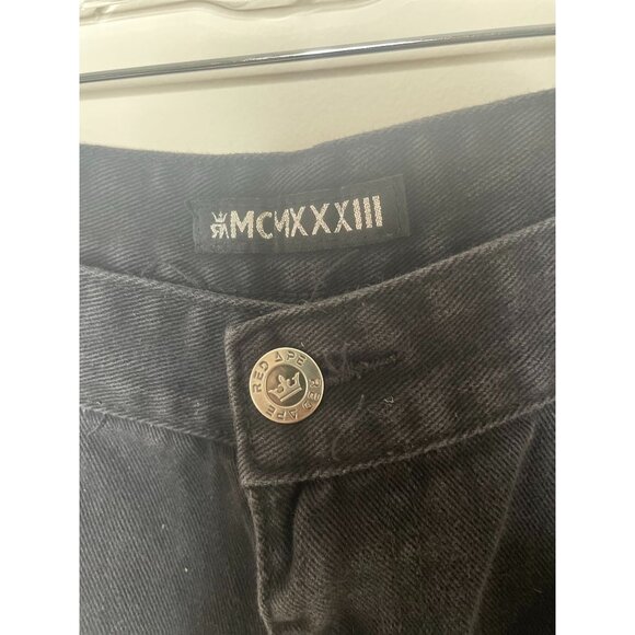 MCMXXXIII VTG Mens Black Denim Biker Jeans‎ SZ 42x32 Zippered Pockets Y2K  Moto - Picture 3 of 11